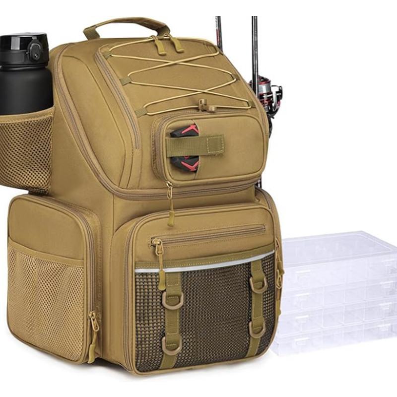 Fábrica transfronteriza venta caliente de moda mochila de pesca de hombro mochila de pesca táctica de gran capacidad al aire libre mochila de pesca