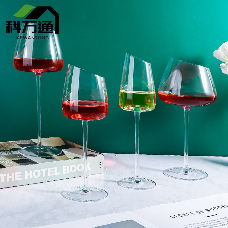 Copa de vino tinto con base inclinada, cristal para el hogar, copa de estilo europeo, copa de champán, copa de vino, juego de doble caja de regalo