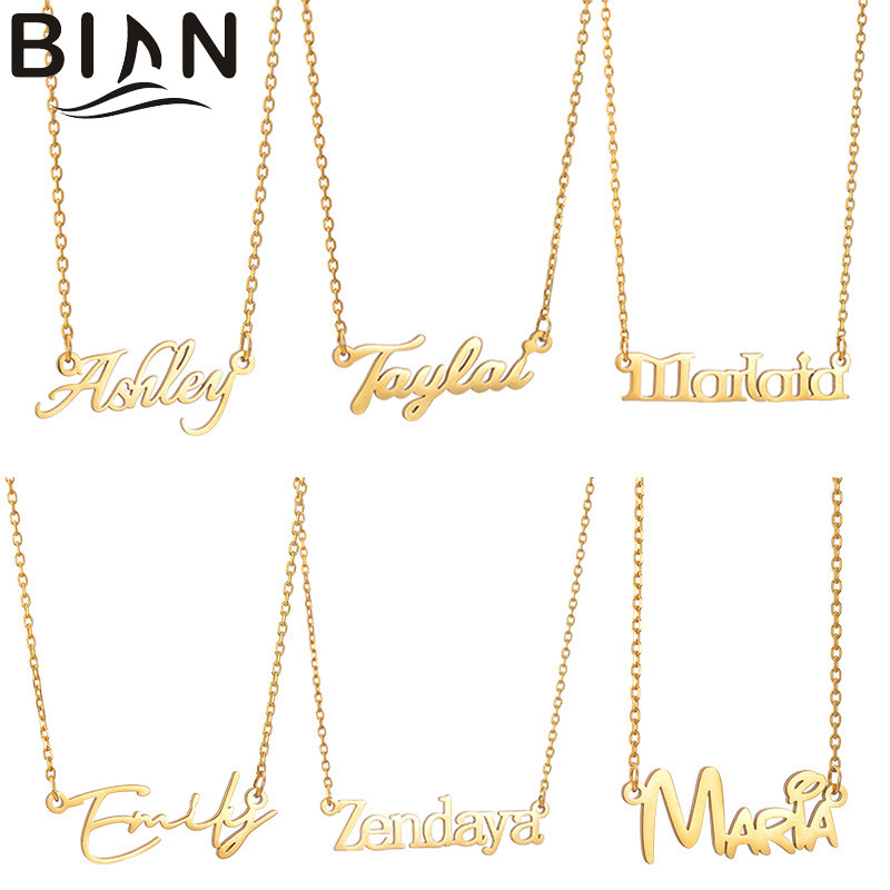 European and American fashion creative diy hollow letters stainless steel pendant necklace women's cross-border new cutting name jewelry European and American fashion creative diy hollow letters stainless steel pendant necklace women's cross-border new cutting name jewelry