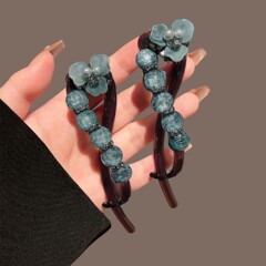 青璃发夹女新中式风三叶花盘发扭扭夹优雅气质一字夹珠珠抓夹头饰