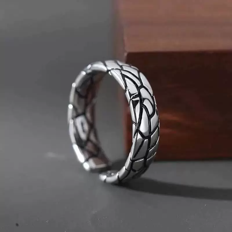 Live explosive retro ring Make old wind crack men's "Vicenstery" opening ring ring ring single ring personality