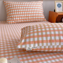 日式老粗布枕套加厚全棉家用一对柔软亲肤格子条纹蓝色夏批发南通