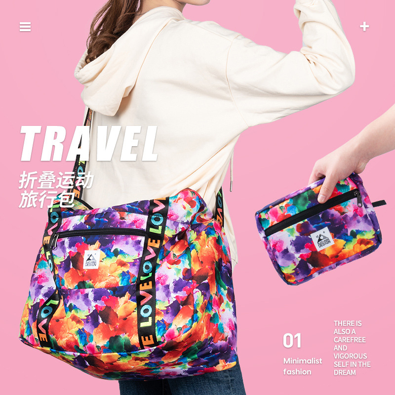 Bolsa de viaje para mujer de gran capacidad ligera bolsa de equipaje de viaje portátil puede cubrir trolley bolsa de corta distancia bolsa de almacenamiento plegable