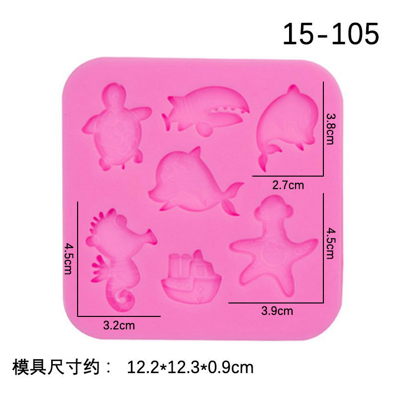 Océano serie delfín tortuga de mar caballito de mar estrella de mar cangrejo Coco árbol fondant pastel de chocolate decorativo molde de silicona