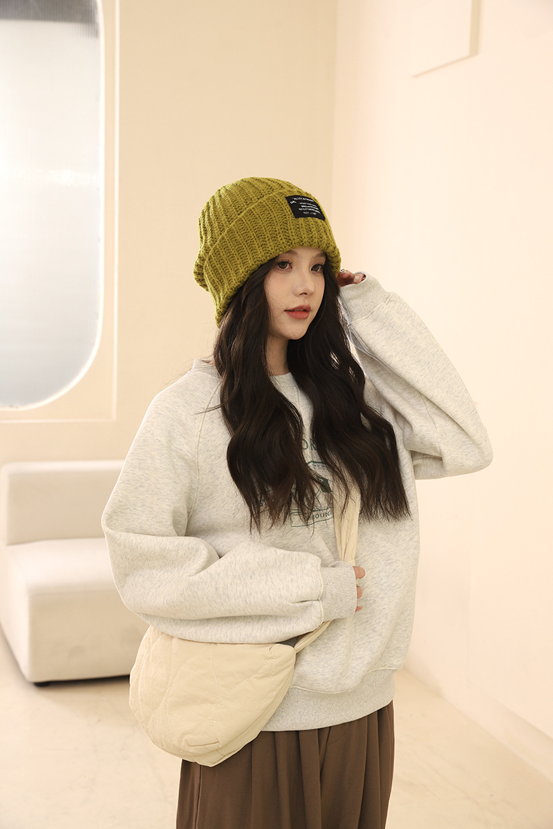 Lana oversize tinta unita per autunno e inverno, pile lavorato a maglia, versione coreana, coppia femminile all'aperto, escursioni calde_voghion.com