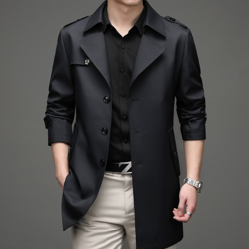 Cross-border super-largo hombre trenco de otoño moda guapo chaqueta de negocios casual ropa de primavera y otoño hombre
