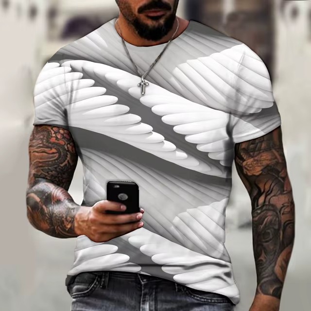 Tecnología genial, armadura, impresión 3D, spot 2024, camiseta de hombre transpirable de manga corta con cuello redondo suelto casual de moda
