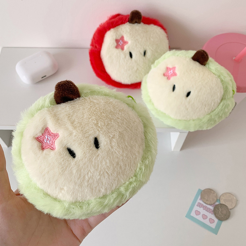 かわいいリンゴ小銭入れクリエイティブ漫画ぬいぐるみペンダントミニバッグ学生ヘッドフォンバッグデータケーブル収納袋|undefined
