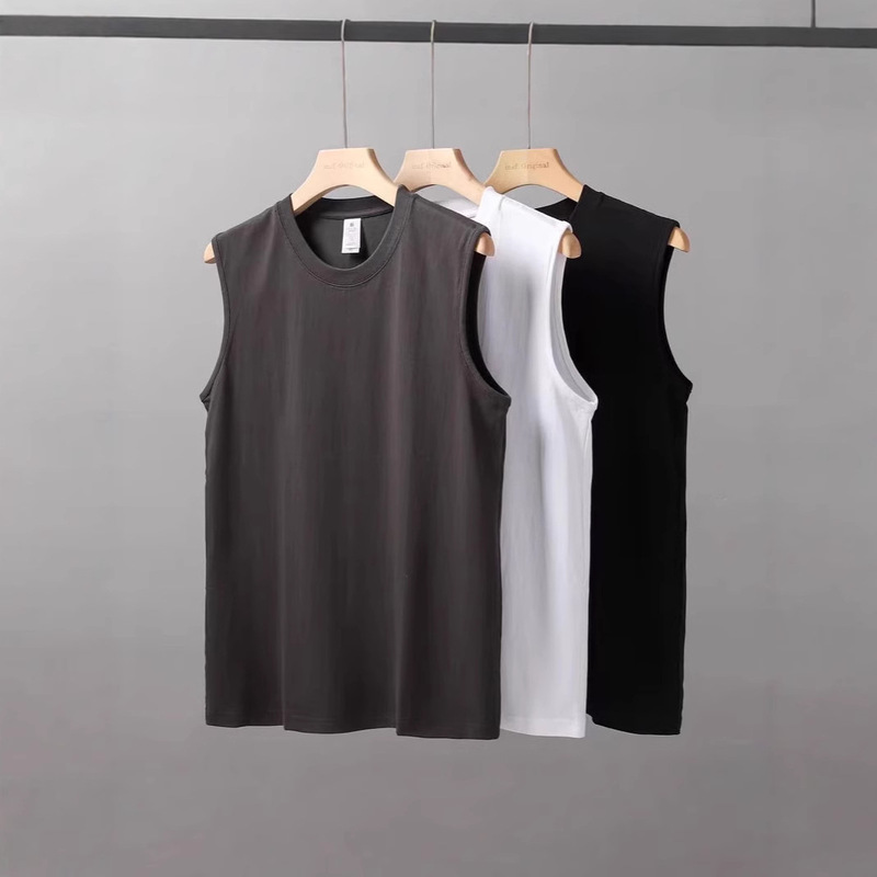 Heavy Cotton Sports Vest Men's Summer Ins White Loose Sleeveless Waistcoat Fitness Couple's Short-sleeved T-shirt for Men