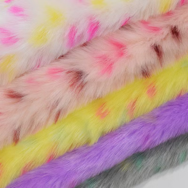 现货 狐狸毛提花 三色圆点提花布料服装玩具抱枕鞋子帽子皮草面料