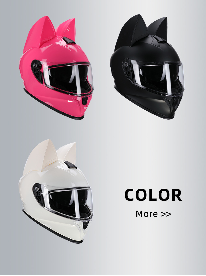 3C Certified Cat Ear Electric Motorcycle Helmet, Travel and Work Clothing, All-Season Bluetooth Personalized Motorcycle Full-Face Helmet