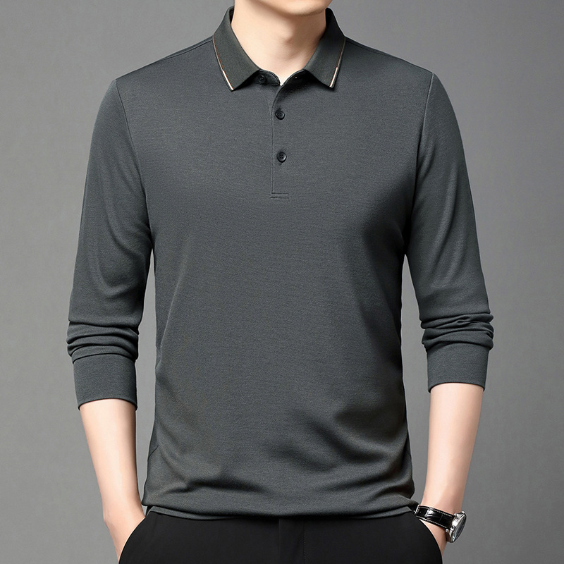 Premium Cashmere Polo Shirt 2026 Spring and Autumn Loose Casual Middle-Aged Men's Top Non-Iron Versatile Men's T-Shirt