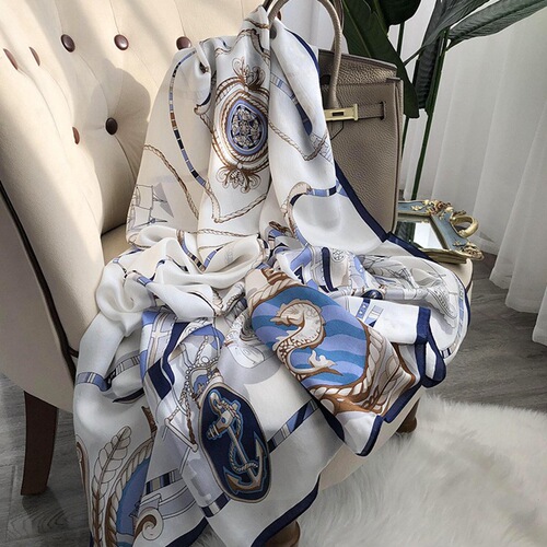 Hangzhou Silk Scarf Women's Versatile Korean Style Light Luxury Style Calla Lily Long Mulberry Silk Scarf Anti-Tank Shawl
