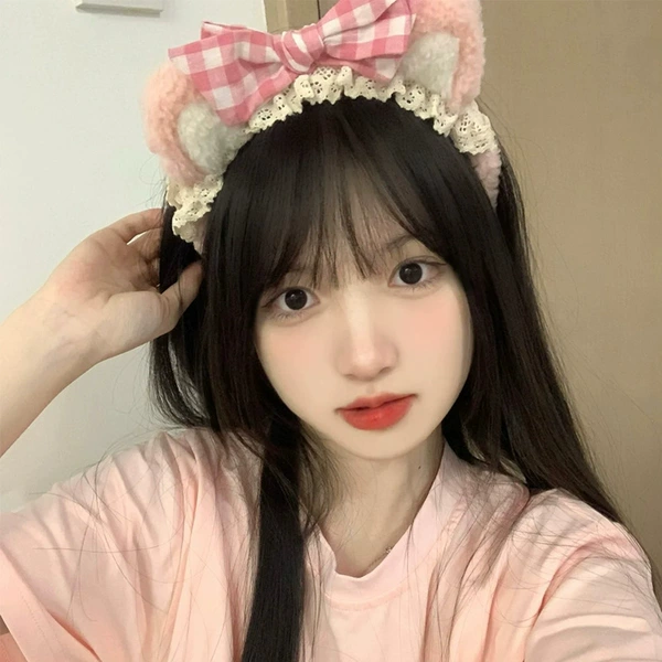 Pink bear ear bow headband FG60-01