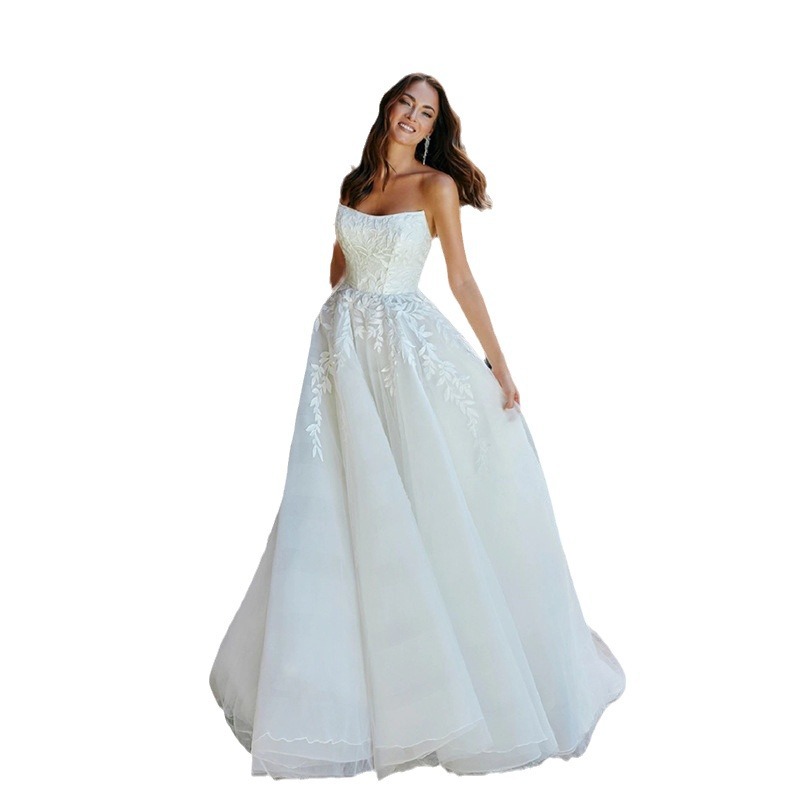 Tubo superior vestido de novia 2024 nueva primavera arrastrándose blanco Mori Super hadas estación independiente Comercio exterior registro vestido de noche image 5