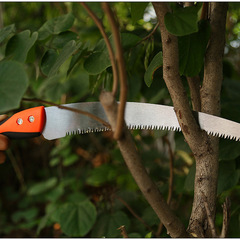 Metal Garden Tool Dual-Color Handle Curved Saw with Rubber Cover Outdoor Logging Hand Saw Woodworking Saw Gardening Fruit Tree Pruning Saw