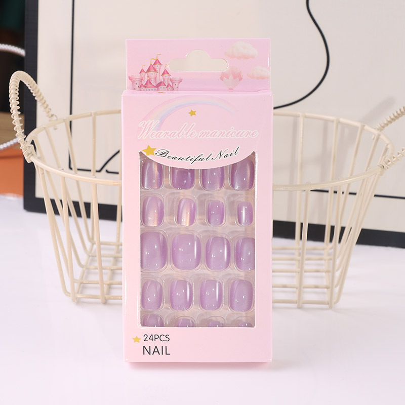 儿童新品穿戴甲多巴胺月光猫眼指甲贴片糖果色甲片贴片|undefined