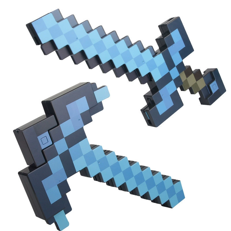 Minecraft реквизит меч кирка пластиковая деформация алмазный меч двойной в одну детская игрушка оружие модель