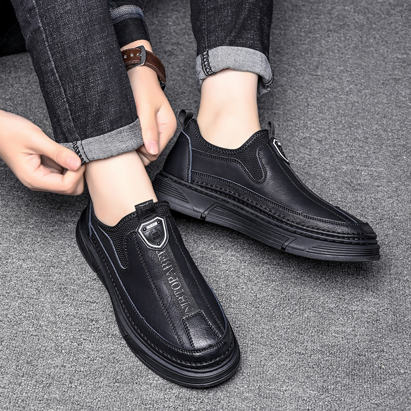 2023 Single Cotton Same Style Solid Color Casual Men's Shoes Daily Travel Trendy Low-Top Black Round Head Men's Shoes