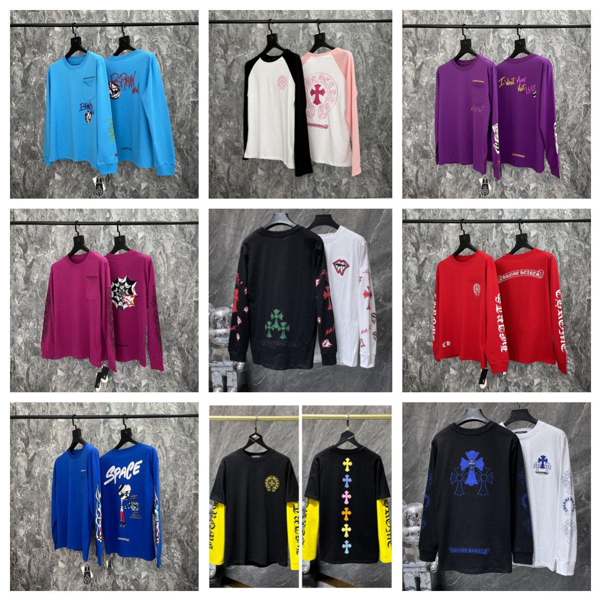 Chrome Heart 25新款克罗伈跨境潮牌长袖T恤衫圆领纯棉百搭现货批