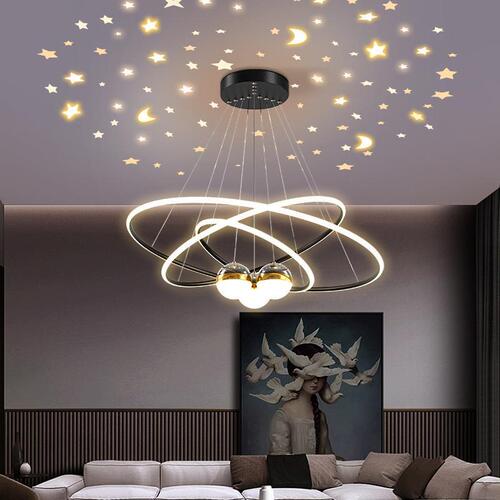 New Stylish Living Room Chandelier, Light and Elegant Modern Minimalist Bedroom Main Light, Starry Sky Nordic Restaurant Hall Lighting Decor