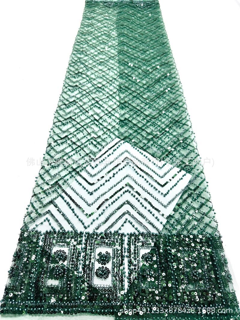 Moda nacional ropa de escenario ropa de rendimiento ropa de tela de bordado de perlas de la industria pesada sequinilla tela de bordado de perlas al por mayor