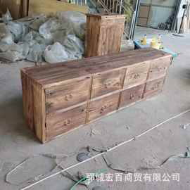 新中式老榆木复古电视柜客厅原木餐边柜实木地柜储物老榆木斗柜