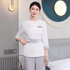 韓国版美容院美容師作業服月子センター看護師セット整形病院看護師服七分袖