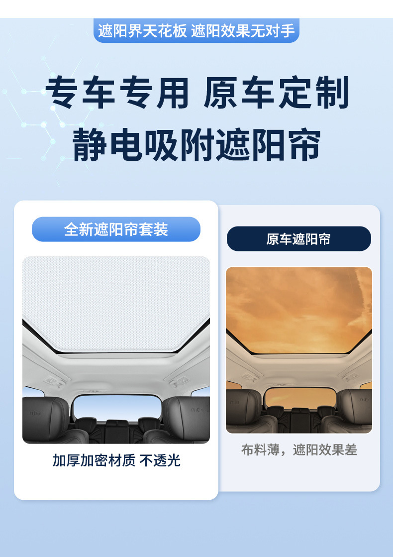 Suitable for Trumpchi 22 Yingku Sunroof Electrostatic Sunshade Curtain Heat Insulation Sun Protection Privacy Sunshade Opaque
