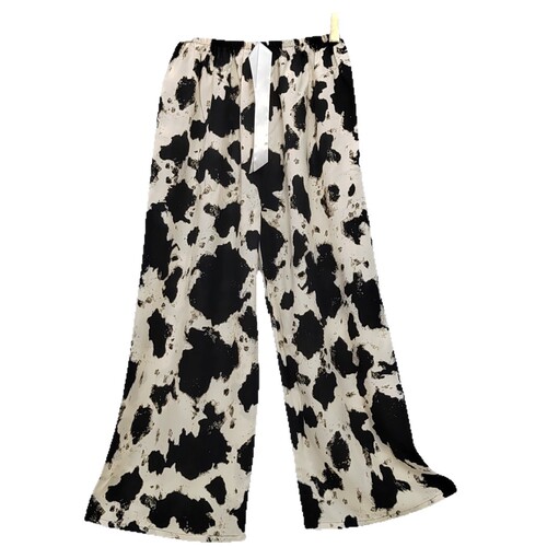 Cotton-silk sleep pants for women, summer thin model, artificial cotton wide-leg pants, suitable for autumn and winter wear, loose home pants, nine-quarter length, high-waisted