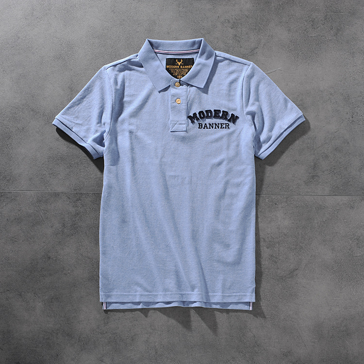 Modern banner American minimalist 100-letter men turn collar short-sleeved POLO shirt M701 3