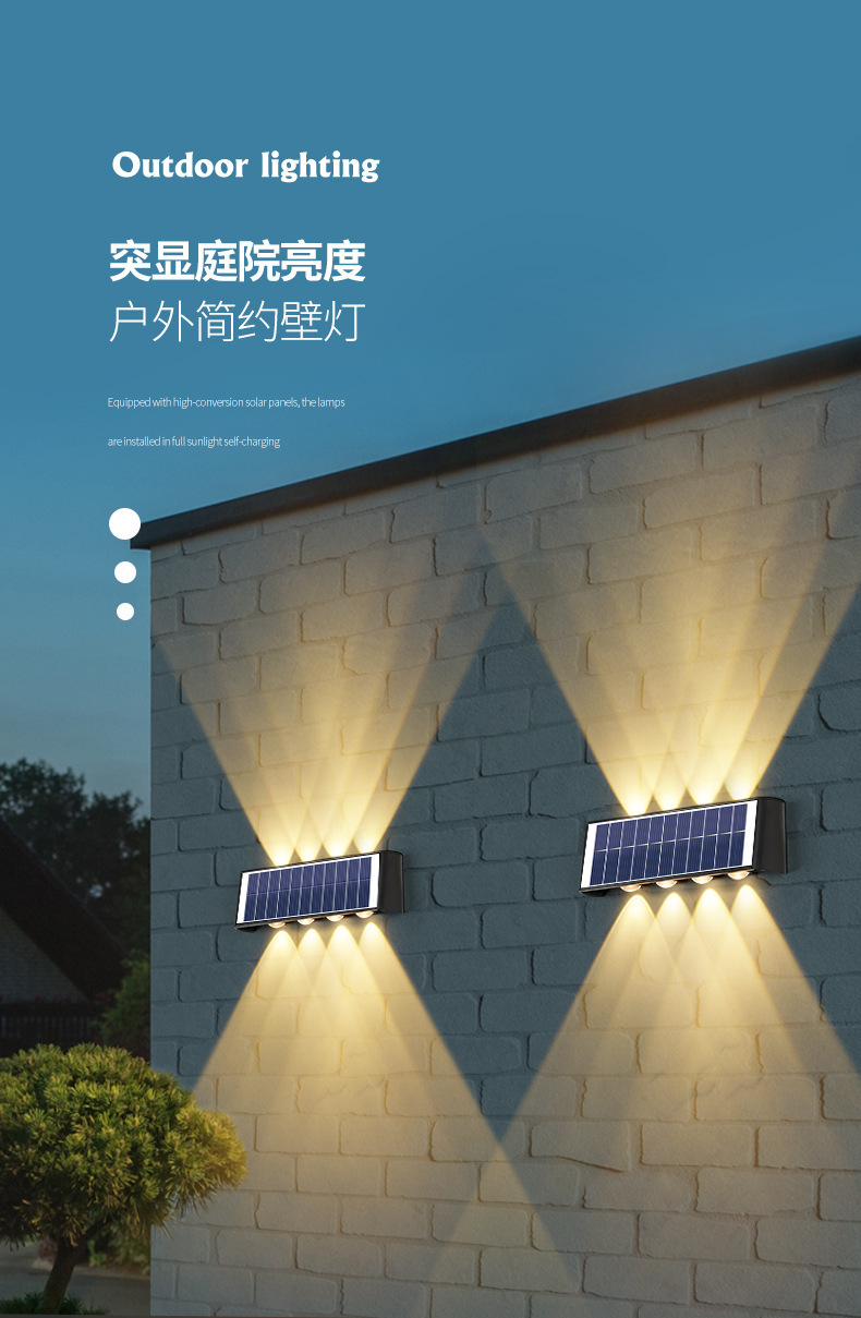 Description Picture 2 of itemSolar energy induction wall lamp up and down light outdoor waterproof villa courtyard landscape super bright spotlights