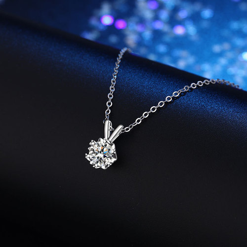 925 silver moissanite silver necklace bamboo chain women's pendant wholesale jewelry light luxury six-pointed star snowflake clavicle chain