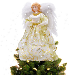 越境爆品クリスマスツリーの星が光る天使の人形のデスクトップの置物クリスマスツリーのトップの装飾品のトップの星