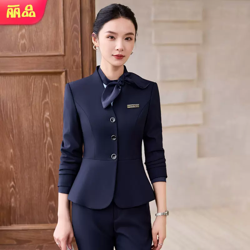 2025秋装新款西装套装女大学生公考面试正装酒店前台职业工作服