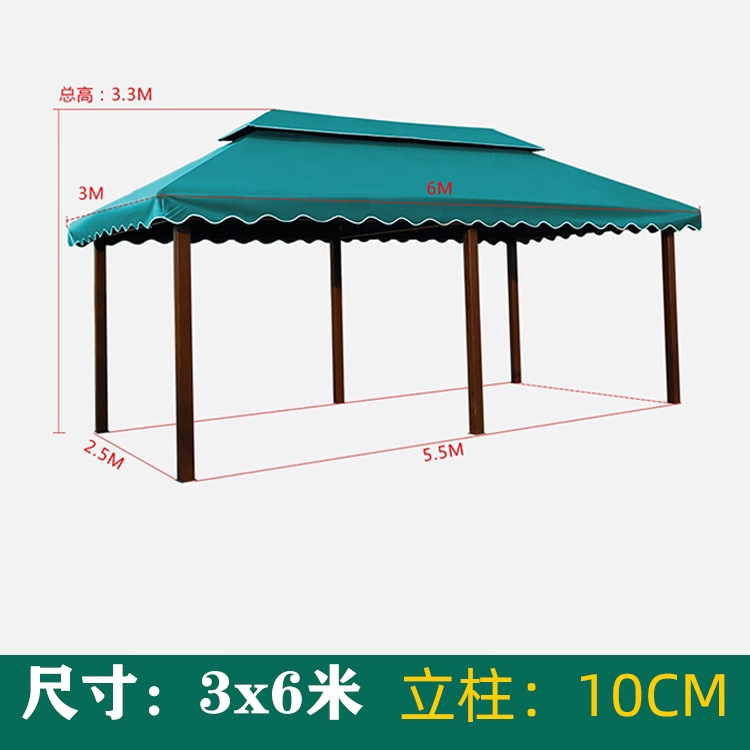 Pabellón al aire libre, techo galvanizado, pabellón de cuatro pilares, patio, jardín, techo, toldo de ocio, gran dosel de lluvia
