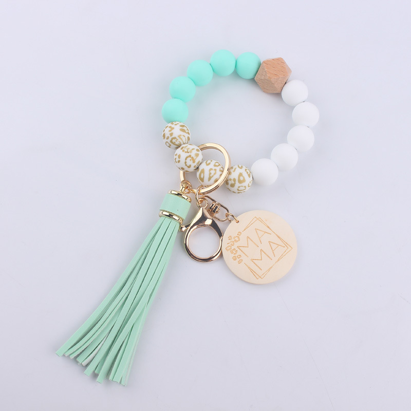Women's Gender Simple Style Letter Silica Gel Beaded Mother's Day Women's Keychain