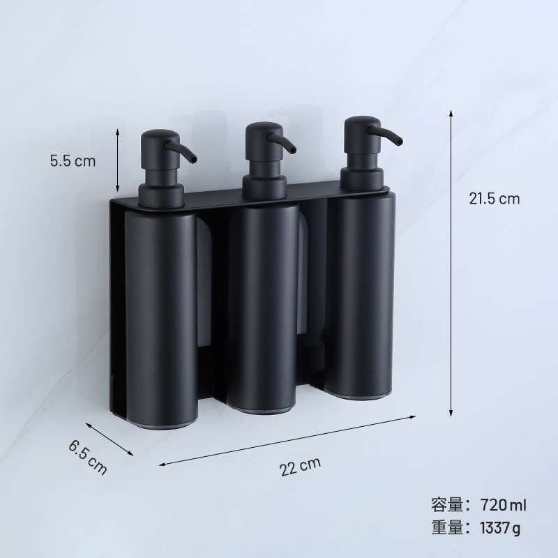 Dispensador de jabón de pared de acero inoxidable para baño de hotel transfronterizo, champú de baño, gel de ducha y dispensador de jabón