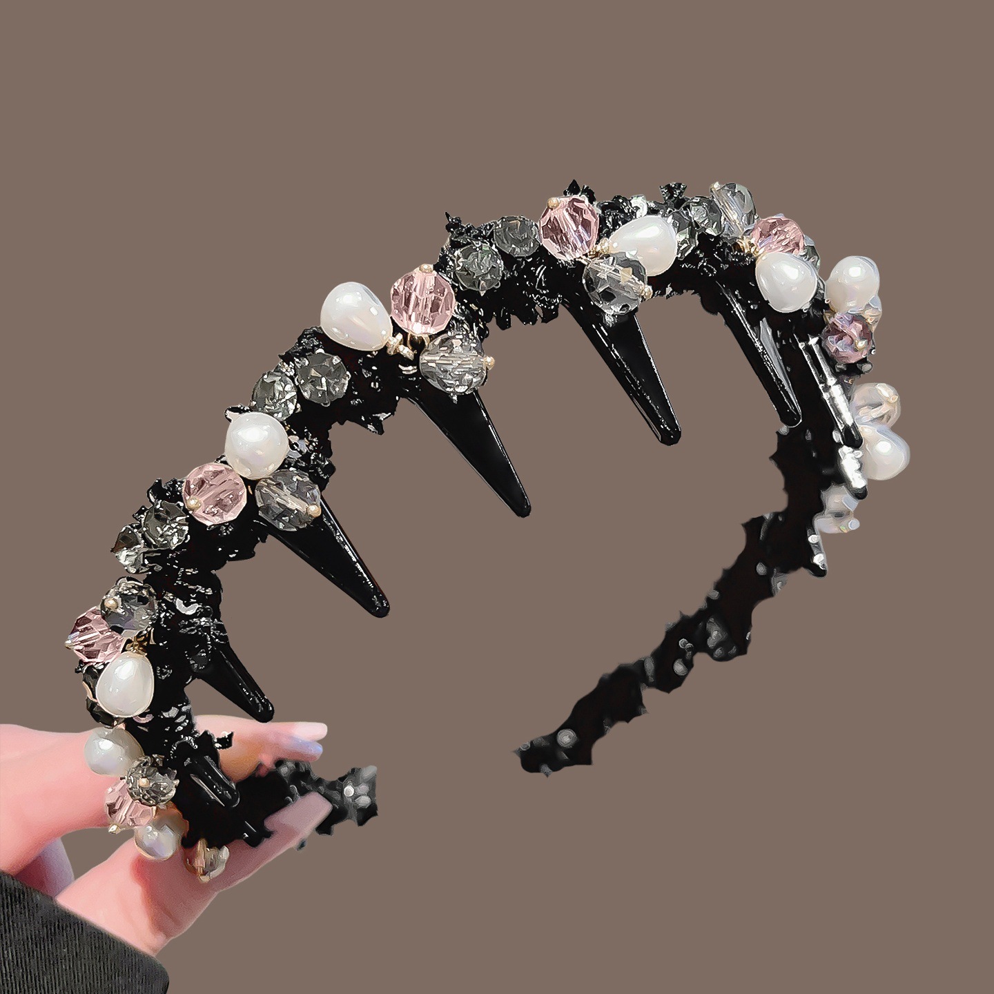 #288 black cloth pearls