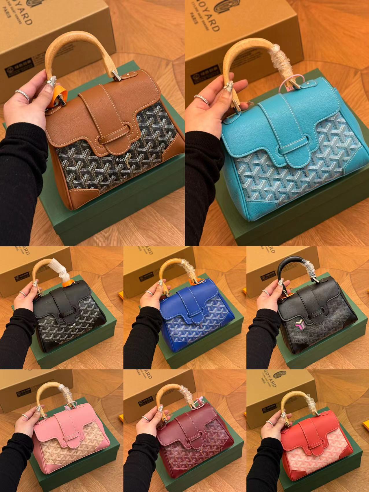 Dientes de perro Sai Kung Bolso 24 Goya GOYARD Bolso de cuero portátil de gran capacidad Trend Classic Fashion Messenger