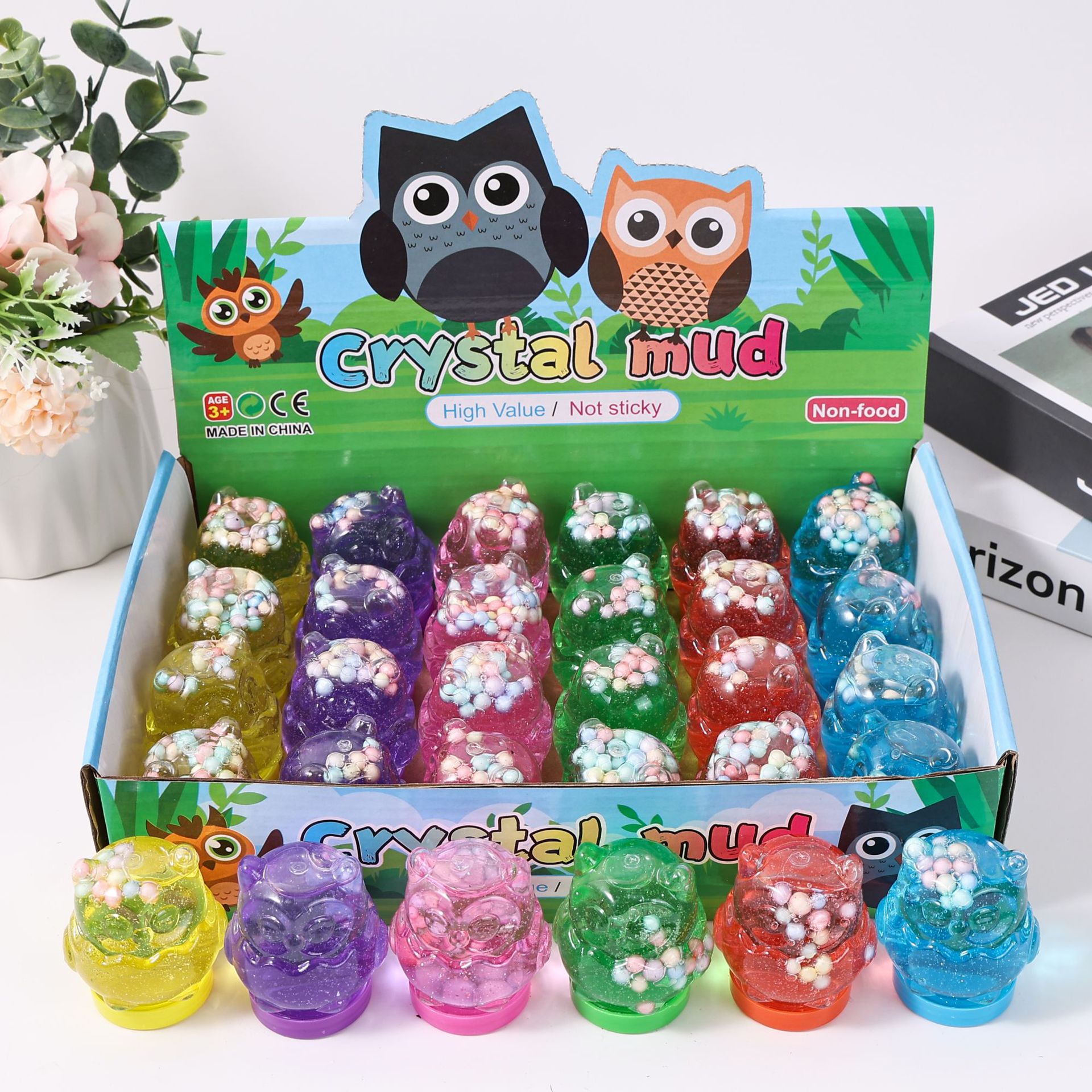 24 piezas de pegamento espumoso de cristal, pegamento M seguro, no tóxico, no pegajoso, juguete educativo, arcilla DIY.