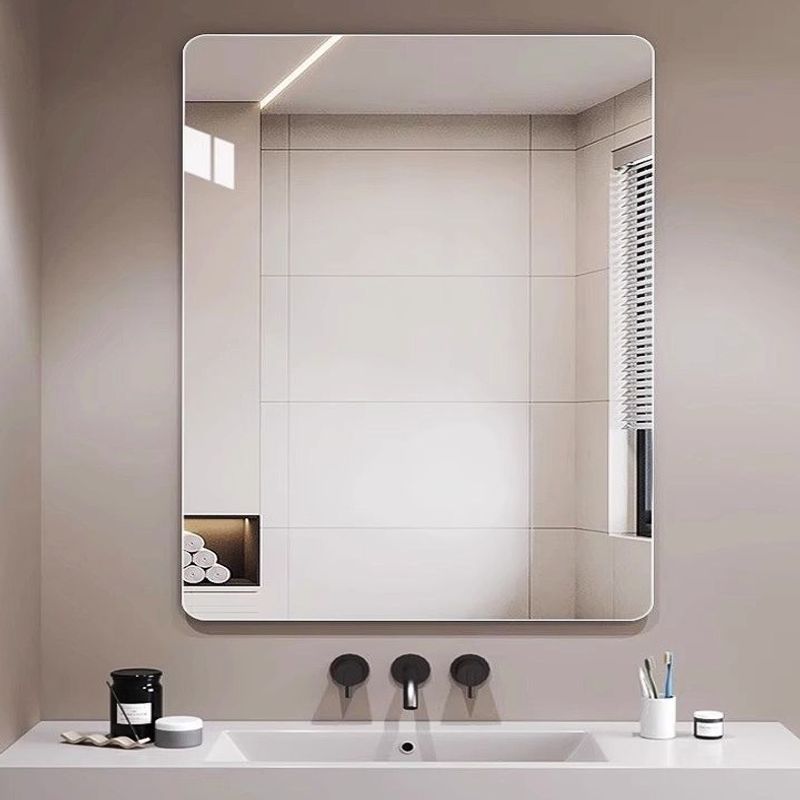 Simple Square Mirror Bathroom Toilet Sink Vanity Mirror with Storage Rack Aluminum Alloy Punch-Free Factory Wholesale