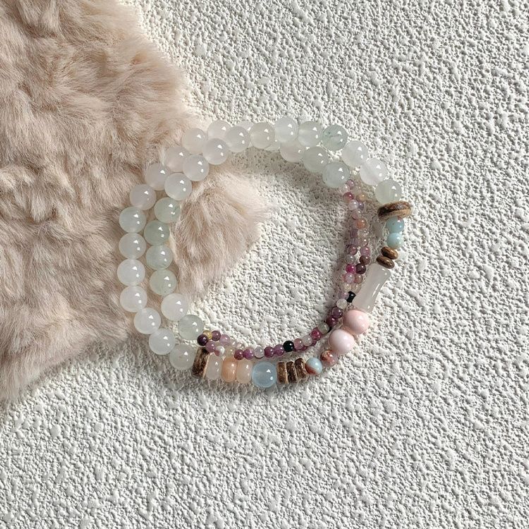 "Flowers into Wine" Tianshan Green Tourmaline Beaded Bracelet New Chinese Style High-End Bracelet Ins Style Light Luxury Jewelry