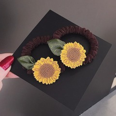 Fashionable sunflower hair rope girl hair band cute sun flower headband head flower small fresh hair tie accessories trendy