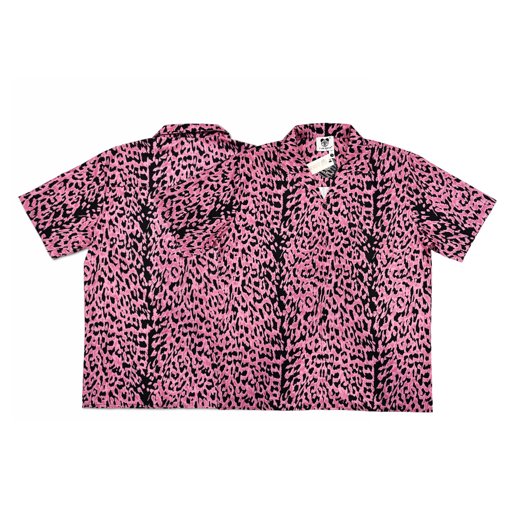 Europäisches und amerikanisches Sommer-Freizeithemd mit Leopardenmuster, kubanischem Kragen, Retro-Strand-Kurzarm_voghion.com