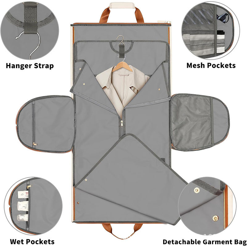 Bolsa de ropa de viaje con cinturón convertible desmontable bolsa de traje de suspensión portátil bolsa de viaje función de maleta