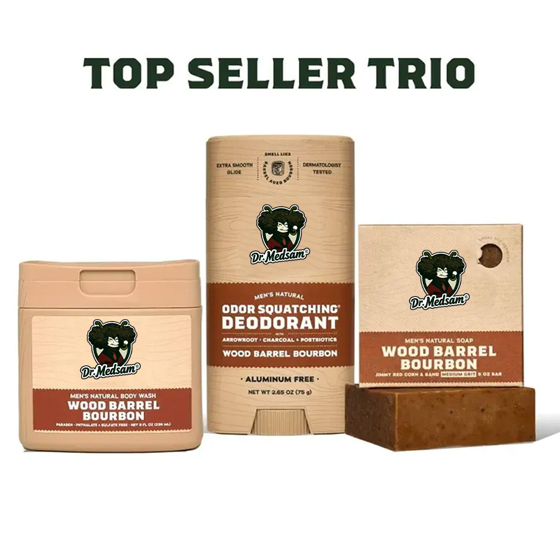外贸男士护理套装WOOD BARREL BOURBON天然香皂沐浴露除臭止汗剂