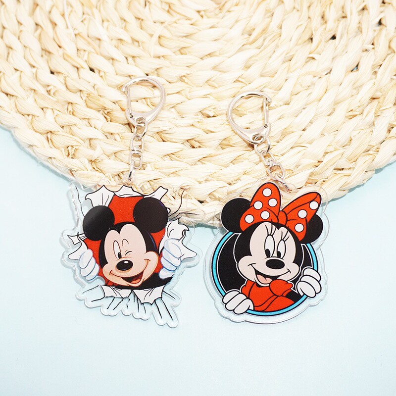 Cross-Border Cartoon Mickey and Minnie Keychain Cute Couple Mickey Mouse Acrylic Keychain Backpack Pendant Jewelry