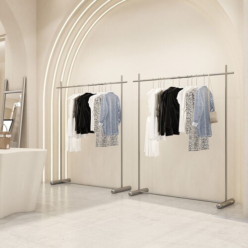 Clothing store stainless steel floor-standing display rack women's clothing store hanging rack clothes moving island shelf display props