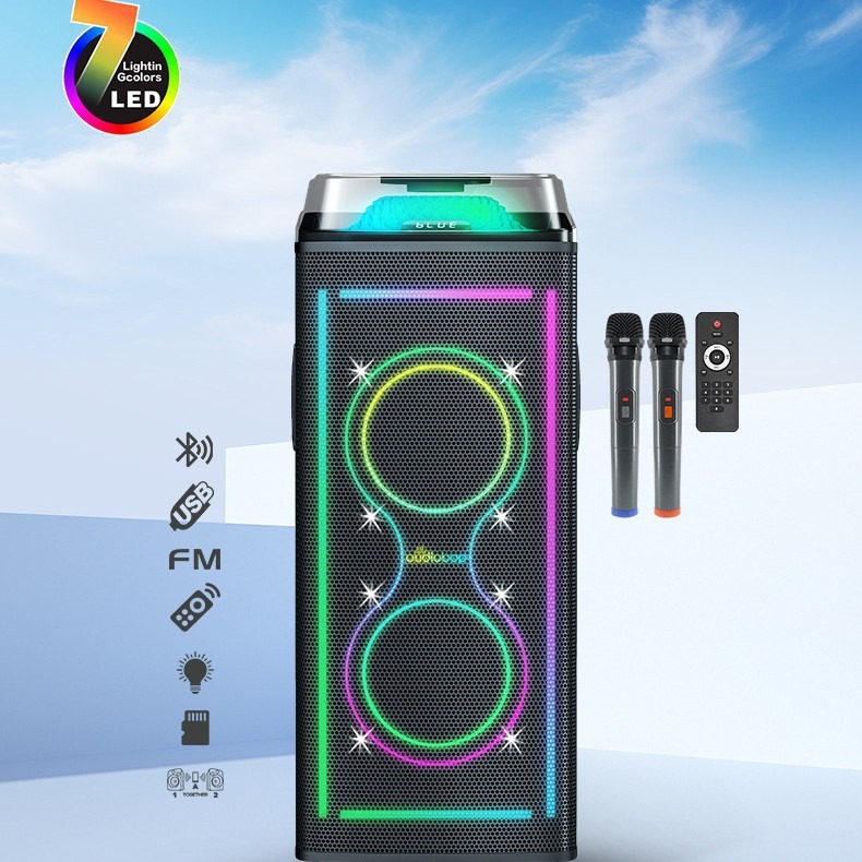 Altavoces Bluetooth de alta potencia doble 8 pulgadas KTV karaoke casero cuadrado K canto al aire libre tarjeta de sonido